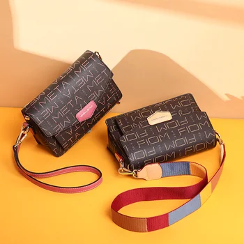 

2020 New Arrival Popular Rainbow Strap PVC Leather Women Shoulder Bag Fashion Printing Flap Small Female Crossbody Bag