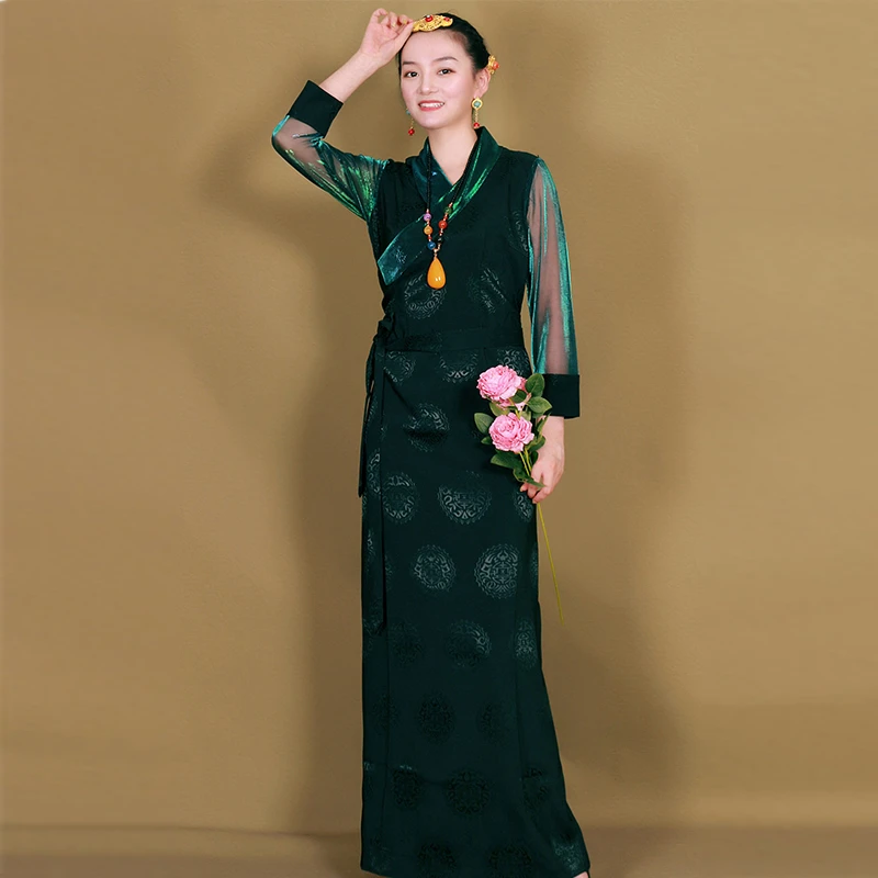Donne mongolia tibet stile abito nazionale abito tradizionale abbigliamento  etnico lungo tibet di estate del vestito elegante costume|Vestaglie e  vesti| - AliExpress
