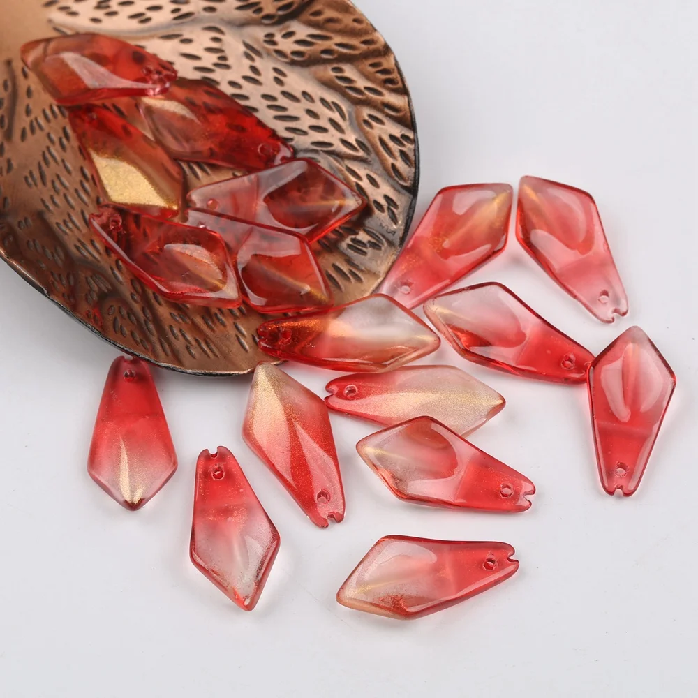 

50pcs Petal shaped Lampwork Beads Transparent Three-dimensional Glass Beads For Jewelry Making Hairpin DIY Accessories