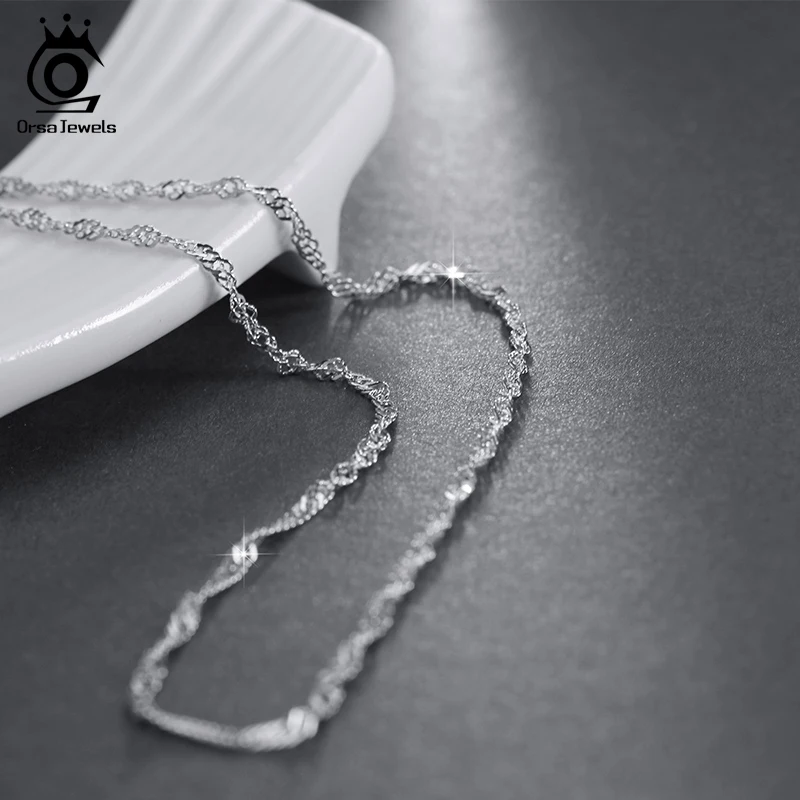 ORSA JEWELS 925 Sterling Silver Twisted Curb Singapore Rope Link Chain for Women Silver Necklace Jewelry Wholesale Gift SC02 4