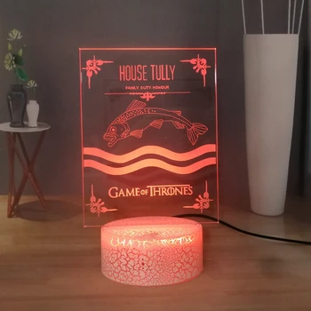 

House Tully 3D Visual Table Lamp Game of Thrones LED Night Light Child Room Desk Lamp USB Touch Bedroom Sleeping Night Lamp