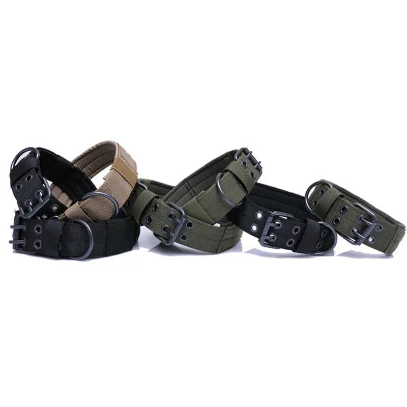 1PC Military Tactical Adjustable Dog Training Collar Nylon Leash Metal Buckle M-XL
