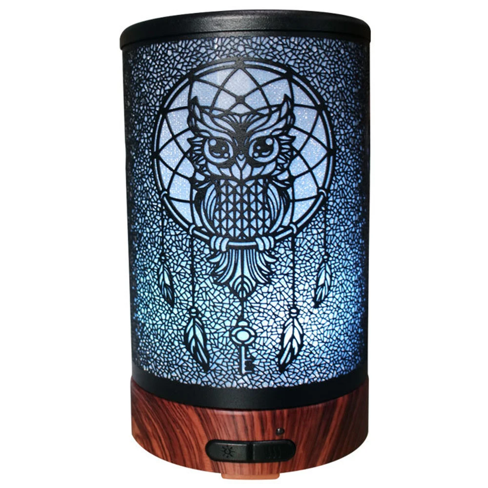 

B 100ml Owl Pattern Electric Air Humidifier Ultrasonic Essential Oil Diffuser Aroma Treatment 7 LED Night Light for Home H