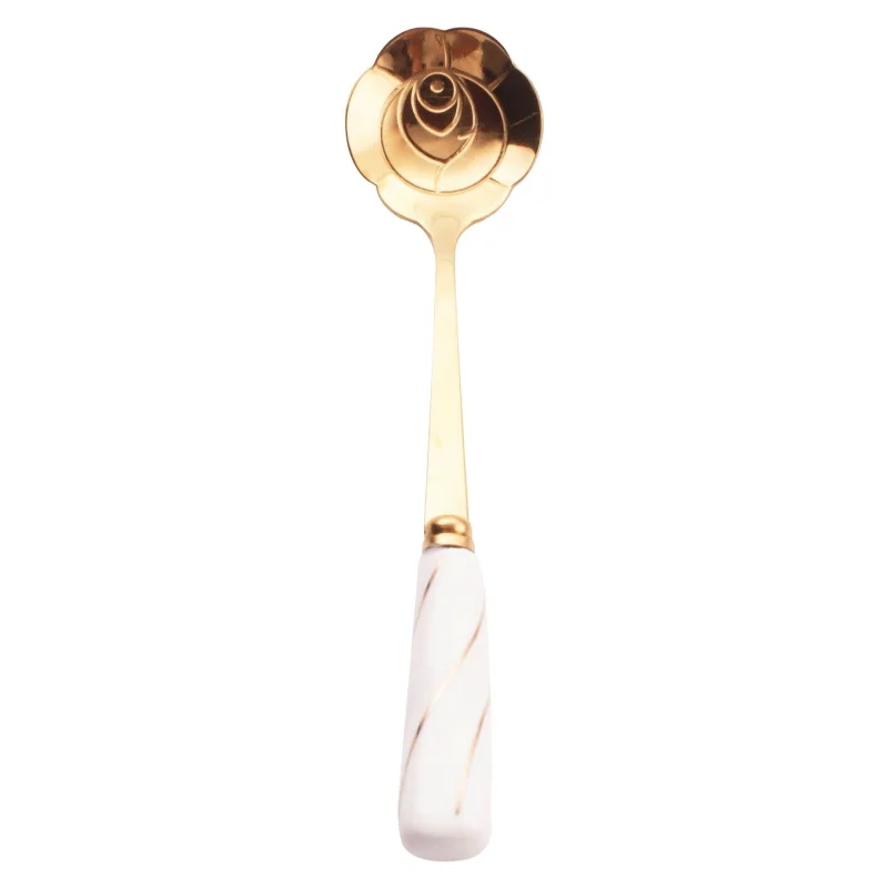 3 gold-plated ceramic handle spoon cherry blossom spoon rose spoon coffee stirring spoon - Цвет: 3