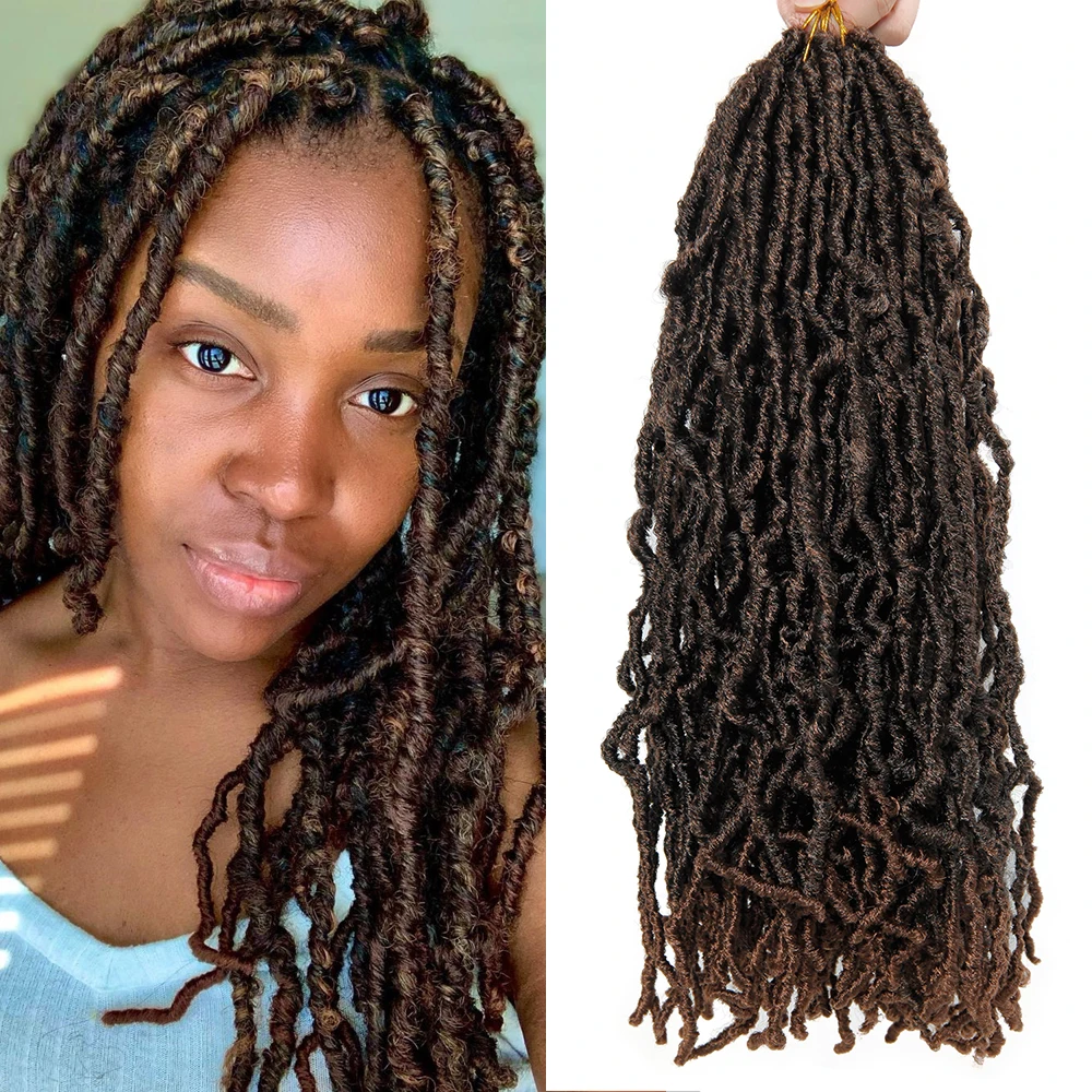Кудрявые волосы Nu Locs вязанные крючком 18 дюймов богиня искусственные Локи