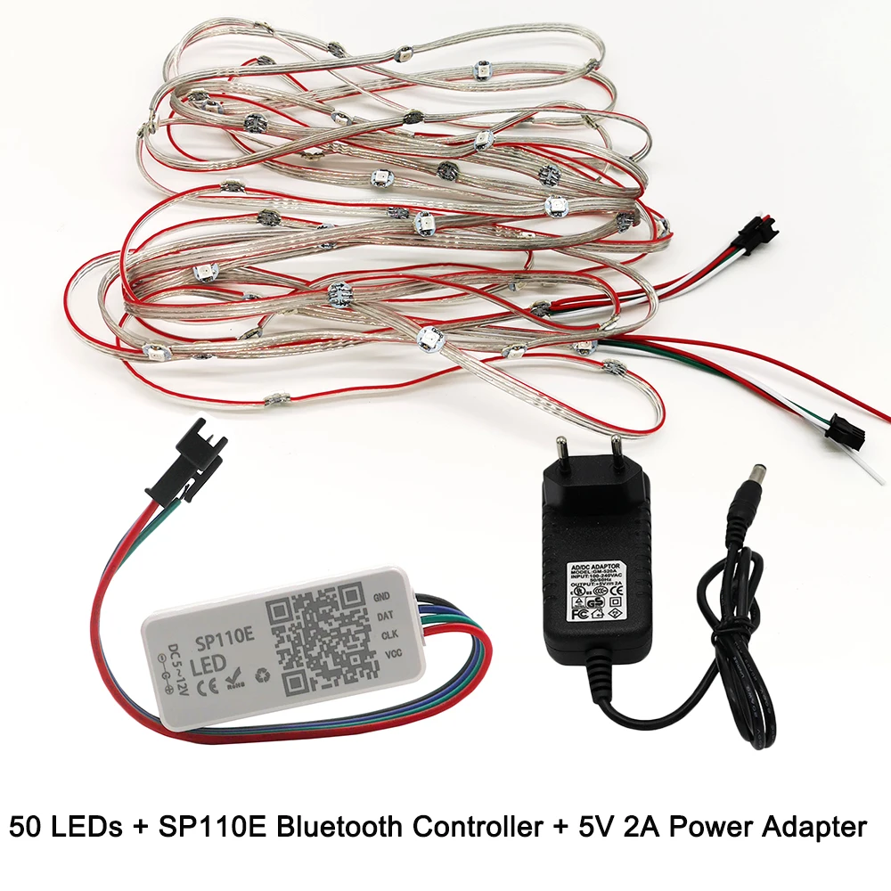 50 100 светодиодный s/string WS2812B предварительно припаянные пиксели RGB светодиодный модуль Плата радиатора узлы с Bluetooth музыкальным контроллером адаптер питания