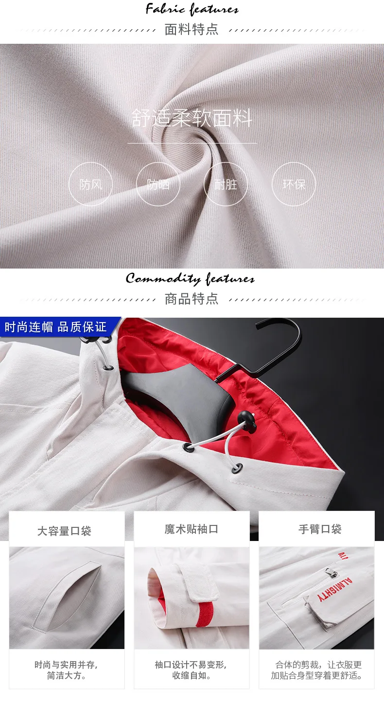 AliExpress осенняя и зимняя новая стильная повседневная мужская Рабочая куртка с капюшоном разных цветов на липучке с манжетами, трендовая куртка с карманами