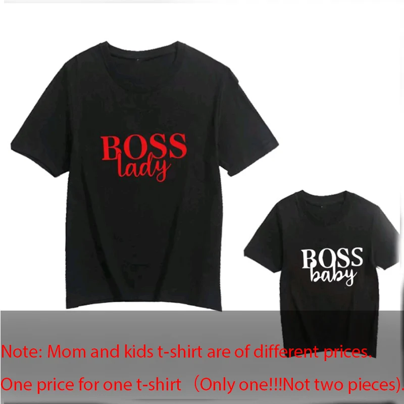 BOSS red Новинка года, Семейные комплекты футболка для мамы, сына и дочки топы для детей, Повседневная футболка для маленьких девочек и мальчиков - Цвет: BOSS red