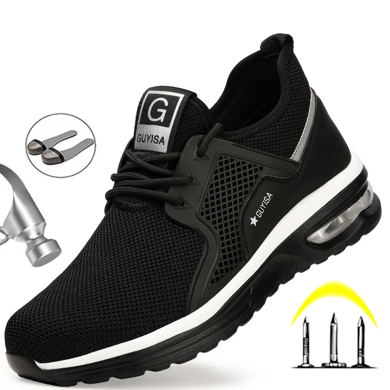 Zapatos de seguridad con punta de acero para hombre, zapatillas de trabajo a prueba de perforaciones, indestructibles, nuevas