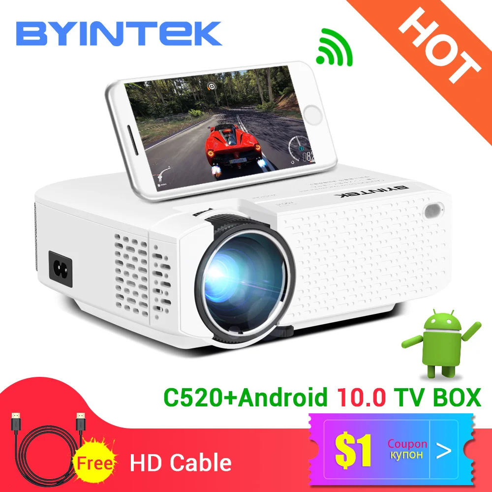 Byintek C520 2020 Terbaru Mini Proyektor Portable Led Untuk Ponsel 1080p 3d 4k Rumah Bioskop Opsional Android 10 Tv Box Home Theater Proyektor Aliexpress