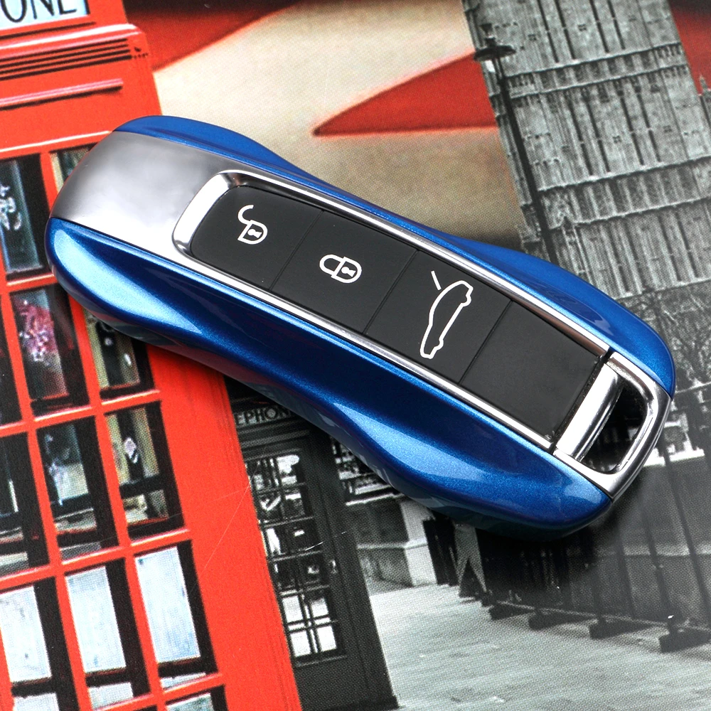

Deep sea blue key case cover for Porsche Macan Cayenne Panamera 911 971 9YA car alarm remote control shell key holder cap fob