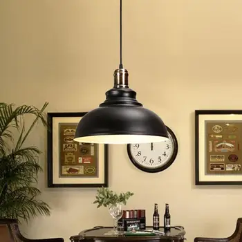 

1pc Retro Industrial Style Single Head Chandelier Ceiling Lamp for Restraurant Hotel Bar without Bulb (Black 30cm)
