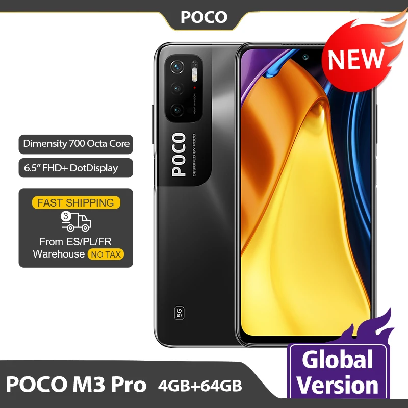 Код RU: TRENDSALE1500 ( -1500P ) Глобальная версия POCO M3 Pro 4GB 64GB смартфон Dimensity 700 90 Гц 6 5 &quotDotDisplay
