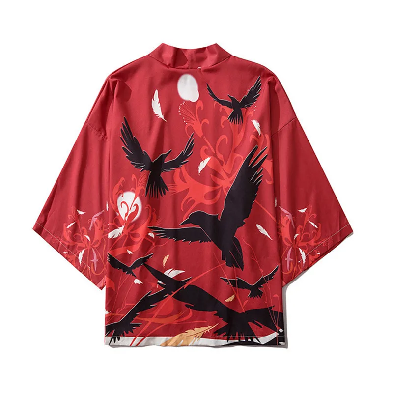 

Summer New Japanese Shirt Kimono Cardigan Retro Graffiti Robe Loose Streetwear Men Clothing Blouse Samurai Clothing Haori