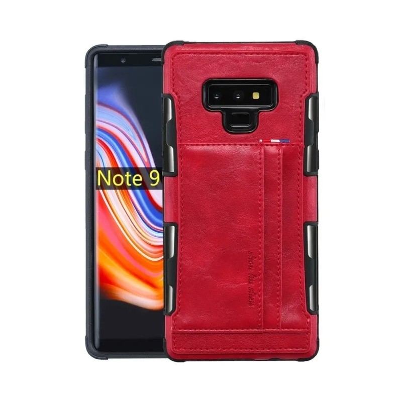 Красный Роскошный кожаный чехол в стиле ретро для samsung Note 9, 8, 10 Plus, задняя крышка со слотом для карт, для samsung S8, S9, S10 Plus, противоударный чехол для телефона - Цвет: Красный