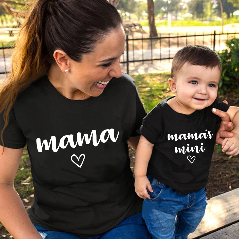 Kids T Shirt Matching Tshirts Matching Outfit Girls Tops Summer Family Matching Outfits Mama and Mama's Mini Tshirt Mother Daughter Mum T-Shirt Tops Toddler Baby Kids Girls Clothes