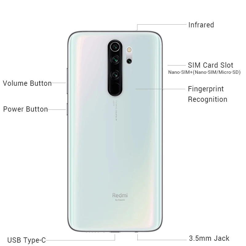 Смартфон Xiaomi Redmi Note 8 Pro, 6 ГБ, 64 ГБ, Note8 Pro, 64 мп, четыре камеры Helio G90T, четыре ядра, 6,53 дюйма, 4500 мАч, NFC, глобальная версия