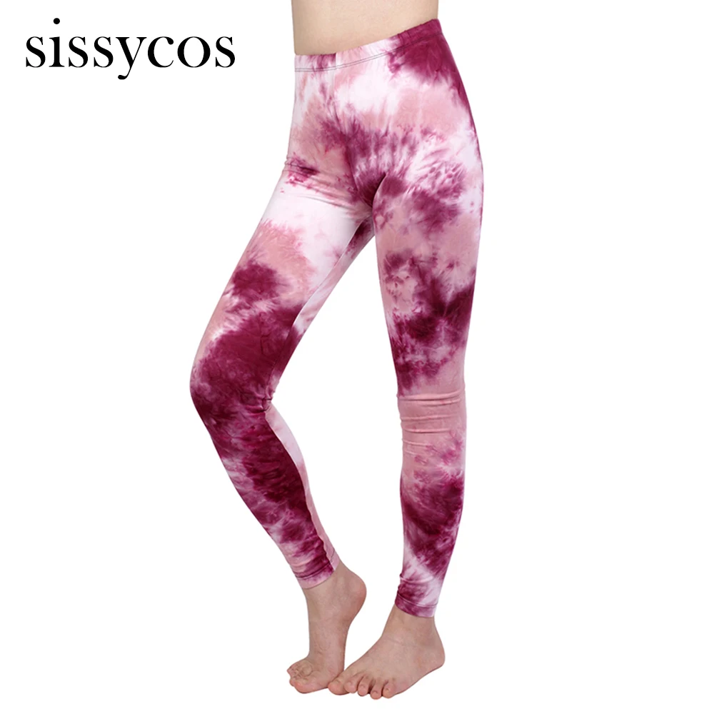 

2020 New Tie Dye Printed Leggings for Women Neon Fashion Brushed Buttery Soft Skinny Fitness Elastic Breathable Female Trousers