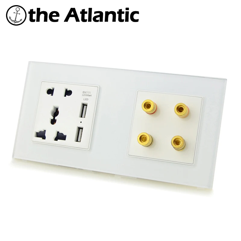 

Atlectric Universal Multi-Function Wall Double Socket Electrical Outlet Dual USB Port Sound Speaker Audio Jack Socket Power