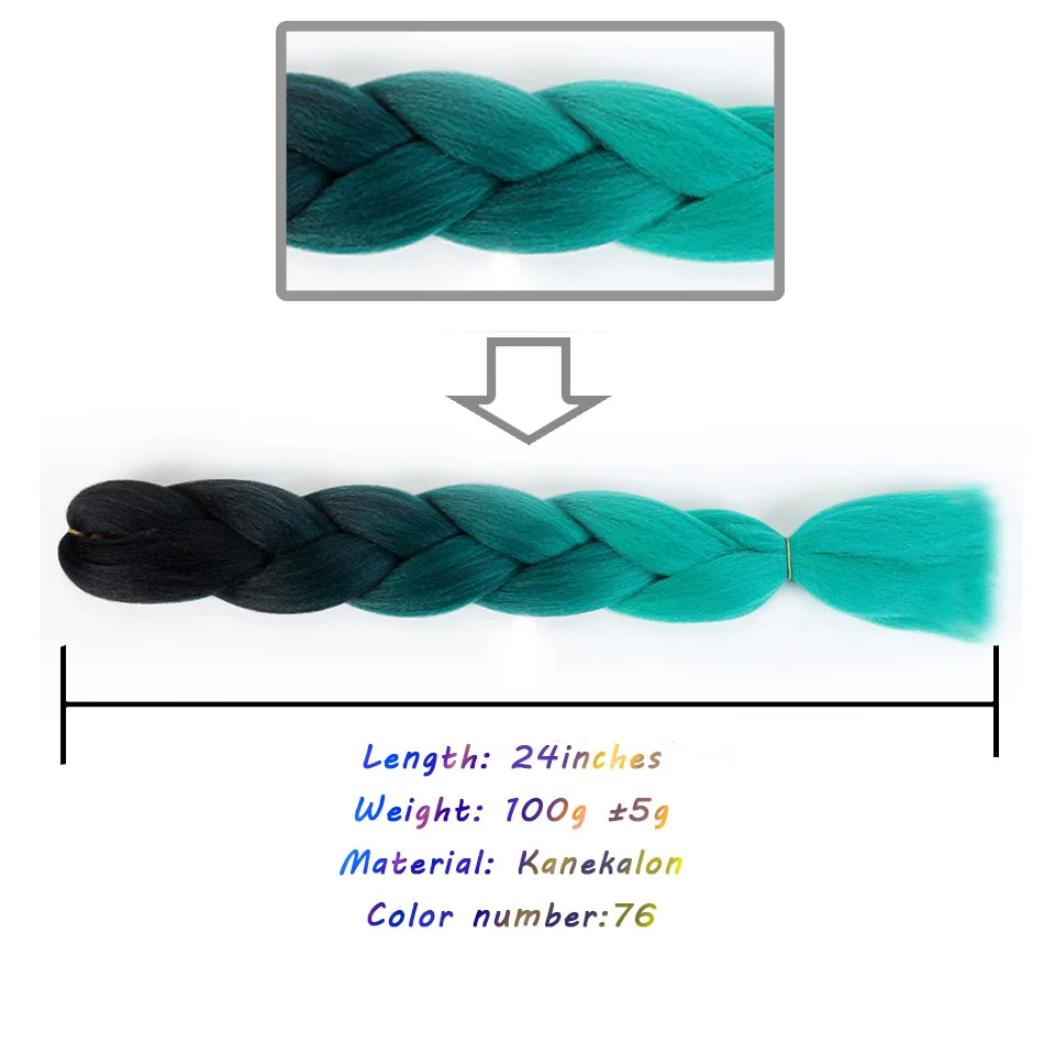 Синтетические плетеные волосы для наращивания 24 дюйма 100 г/упак. длинные Джамбо Вязание косичками для волос оптом фиолетовый розовый серый синий чистый цвет - Цвет: T1B/530