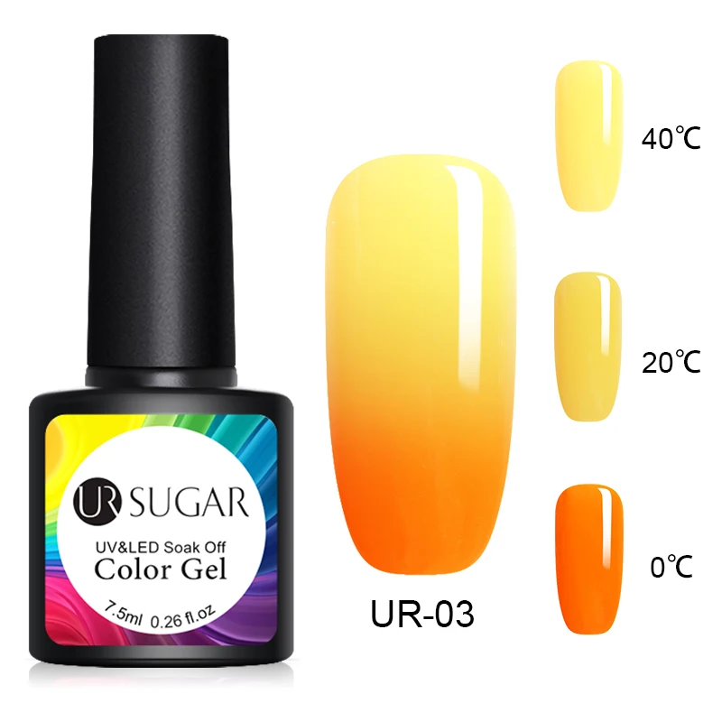 Winter Thermal3 Ur Sugar 7,5 мл Гель-лак для ногтей цвет красного вина розовый телесный стойкий маникюр замочить от УФ-гель для дизайна ногтей лак матовый верхнее покрытие основа - Цвет: Winter Thermal3