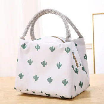 

Cactus Portable Insulated Oxford Lunch Bags Thermal Food Picnic Lunch For Women Kids Functional Pattern Cooler Box