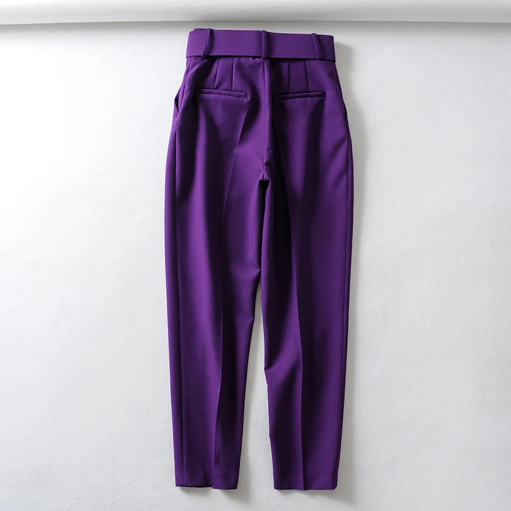 Англия Высокая талия офисные женские штаны-шаровары женские с поясом pantalones mujer pantalon femme брюки женские большие размеры