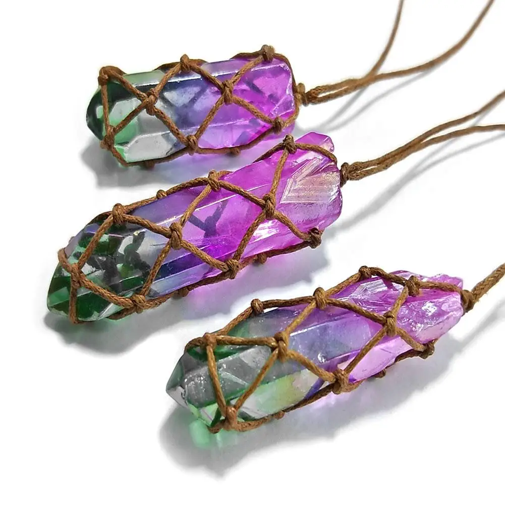 Natural Stone Crystal Quartz Pendant Healing DT Reiki Wrap Braid Necklace Yoga For Men Women | Украшения и аксессуары