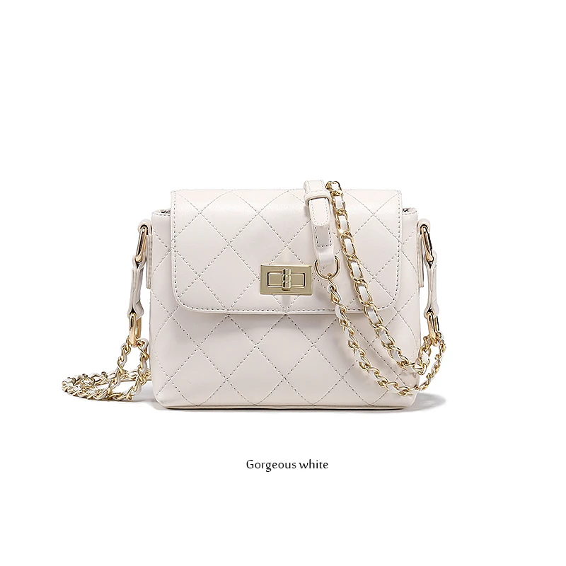 Дизайнерская женская кожаная сумка маленький мешочек-саше на цепочке сумки на плечо Модные шикарные женские сумки через плечо - Цвет: Gorgeous white