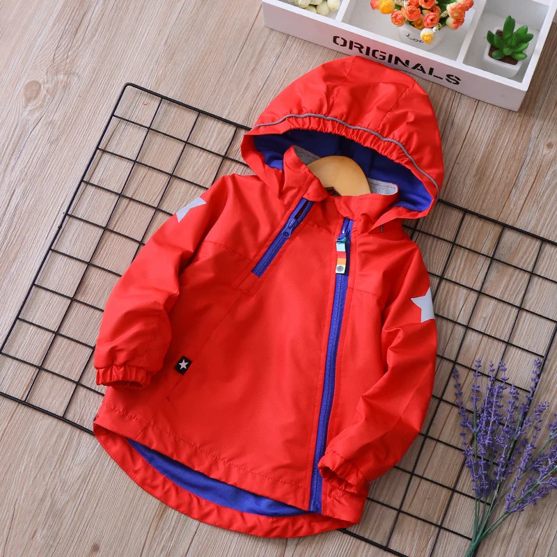 

Spring And Autumn New Style Childrenswear Hooded Fashion Five-pointed Star BOY'S Raincoat Jacket Kids' Overcoat Childrenswear