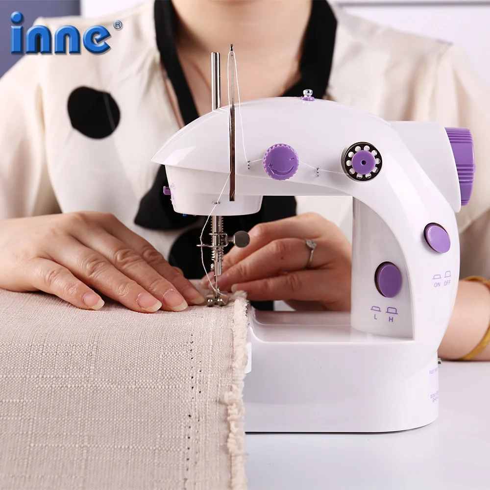 Sewing Machine INNE Sewing Machine Portable Mini Desktop Foot Pedal Night Light Household Straight Line Cutter Automatic Winding Mending