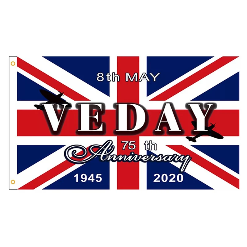 

Free Shipping xvggdg Lest We Forget Flag 75 years the United Kingdom UK 150* 90cm Custom Banner Metal Holes Grommets