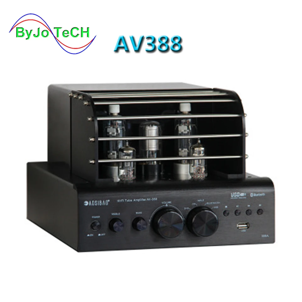 

ByJoTeCH AV388 Bluetooth Vacuum Tube Amplifier 35w + 35w USB MP3 Play BASS Audio output 2 Tube amplifier