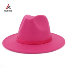 QIUBOSS унисекс для мужчин и женщин Манхэттен Fedora однотонная шляпа плоские полями шерсть фетр мягкая классическая Кепка джентльмена джаз шляпа ковбой шляпы QIUBOSS унисекс для мужчин и женщин Манхэттен Fedora однотонная шляпа плоские полями шерсть фетр мягкая классическая Кепка джентльмена джаз шляпа ковбой шляпы