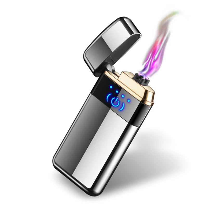 ICE Silver Плазменная usb-зажигалка с сенсорным переключателем, зажигалка для сигарет, Электронная зажигалка с защитой от ветра и взрыва - Цвет: ICE Silver