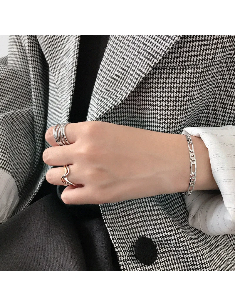 SHANICE 925 Серебряное Открытое кольцо для женщин Леди Панк INS маленький слой с перекрестной обмоткой девушка палец регулируемые ювелирные изделия Anillos