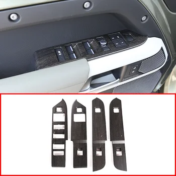 

For Land Rover Defender 110 130 2020 ABS Oak Wood Grain Car Inner Window Lifter Switch Button Trim LHD Car Accessories 4 Pcs