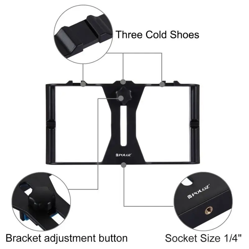 PULUZ Smartphone Video Rig+ LED Studio Light+ Video Microphone+ Mini Tripod Mount Kits with Cold Shoe Tripod Head for iPhone