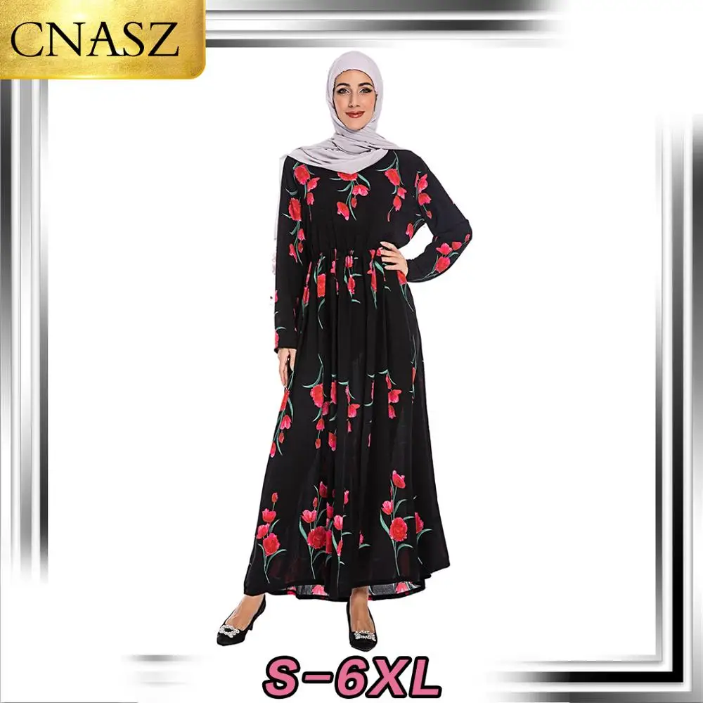 Женское платье с длинным рукавом элегантное вечернее большого размера принтом