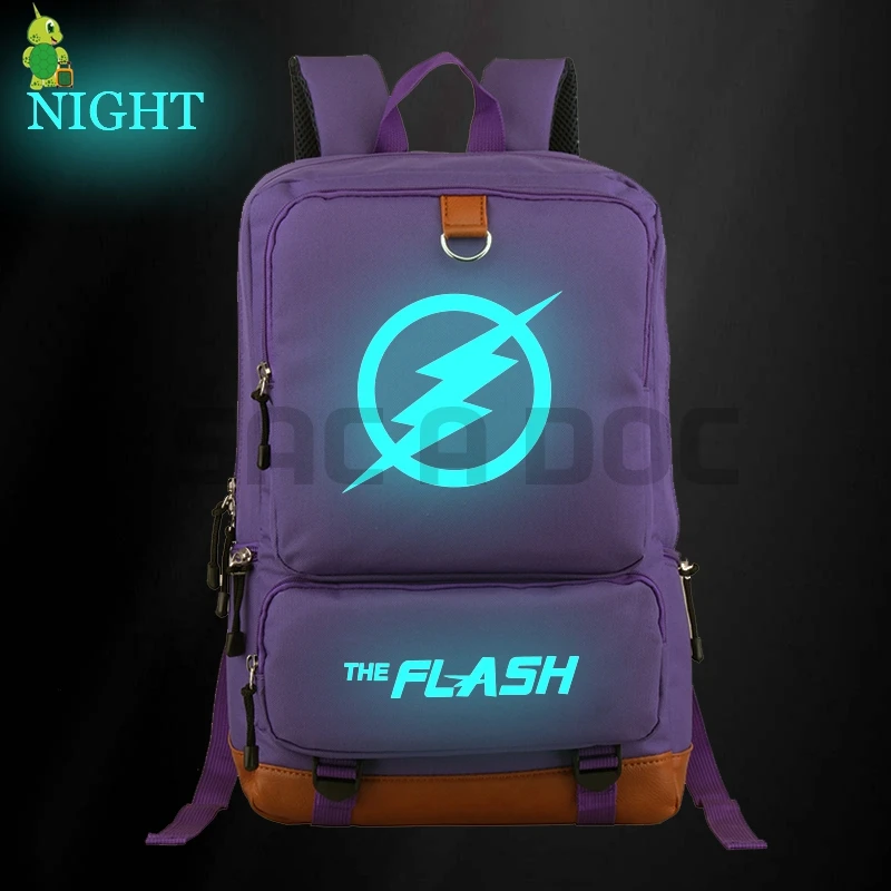 7 luminous Светящийся рюкзак Flash Justice League, брезентовый Рюкзак для ноутбука, школьные сумки для подростков, мальчиков и девочек, супер герой, дорожная сумка через плечо - Цвет: 7 luminous
