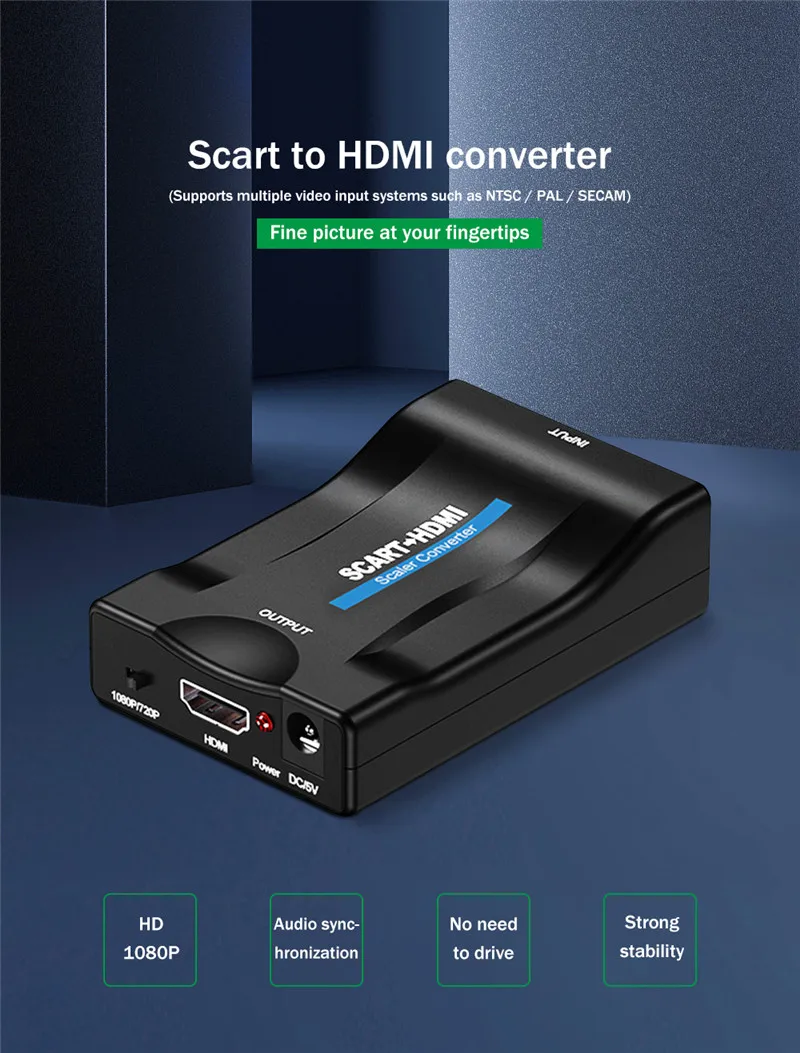 720 p/1080 p из scart в HDMI конвертер адаптер Plug And Play Видео Аудио высококлассный конвертер адаптер для ТВ AV адаптер сигнала DVD