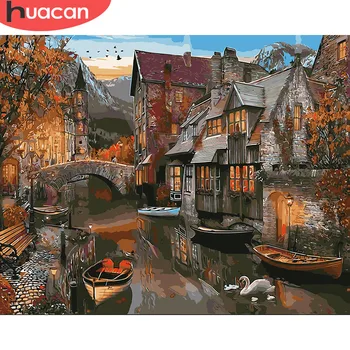 

HUACAN Pictures By Numbers Venice Scenery DIY Kits Drawing Canvas HandPainted Oil Painting By Numbers Water City Landscape