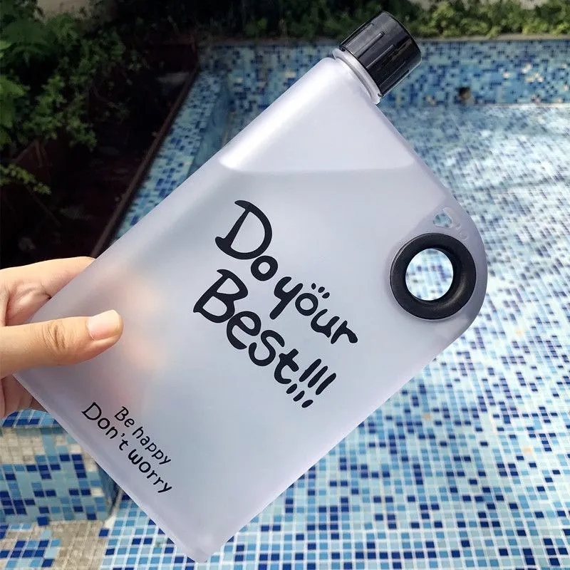 Модные плоские стаканчики для воды Termos пластиковые o креативные спортивные Garrafa Agua Vidro простые пластиковые бумажные A5 портативные бутылки для воды FF70P
