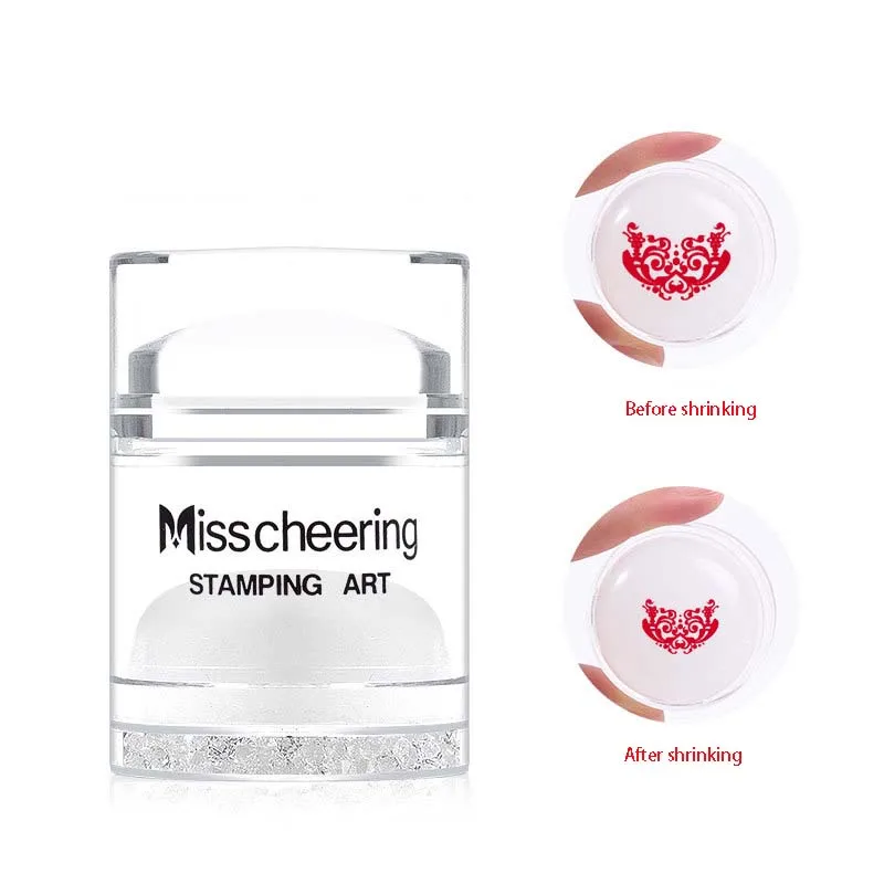 1 Pcs Double Head Nail Stamper Shining Holographic Head Clear Silicone Stamper Nail Art Stamping Plate With Shrinking Printing - Цвет: 1 pcs