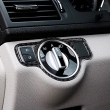 

For Mercedes Benz A B C E G Class CLA GLA GLE GLK GL GLS ML Accessories Carbon Fiber Headlight Switch Cover Trim Car Stickers