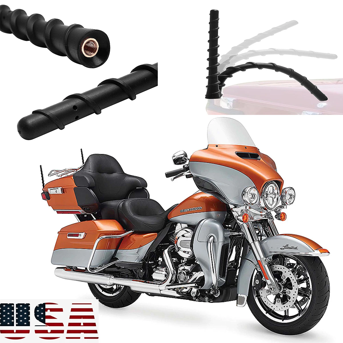 

ARMSKY Three Size PAIR 4/5.5/6.5/8 inch For Harley Antenna Motorcycle Radio Antenna Spiral Universal Mast Durable Antenna