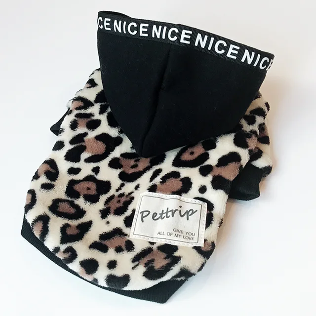 Warm Dog Coats with Caps Leopard Printing Two Feet Pet Jackets for Autumn and Winter 2021 Hot Sale Clothes for Pet Dog 1