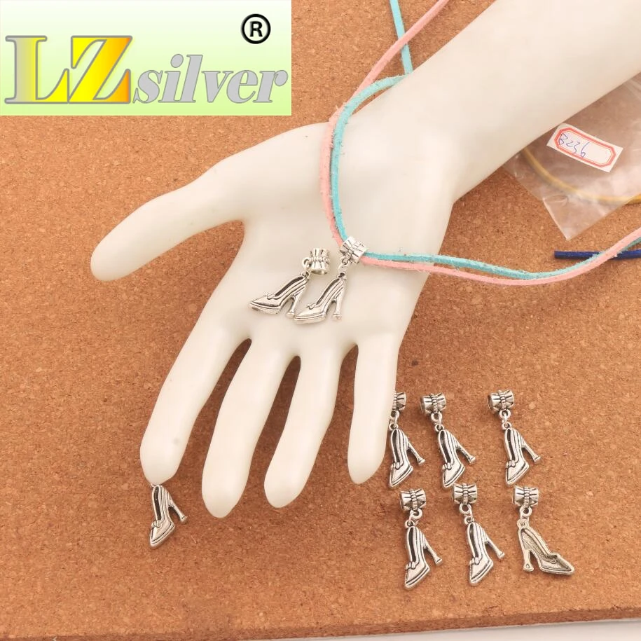 105PCS Zinc Alloy High Heels Shoes Big Hole Beads Fit European Charm Bracelets jewelry DIY B236