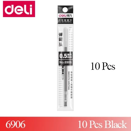 6906-black(10pcs) 3PCS/LOT Deli S01 presss gel pen 0.5mm roller ball pen gel ink pen 6906 refills 3 colors optional - Цвет: 6906-black(10pcs)