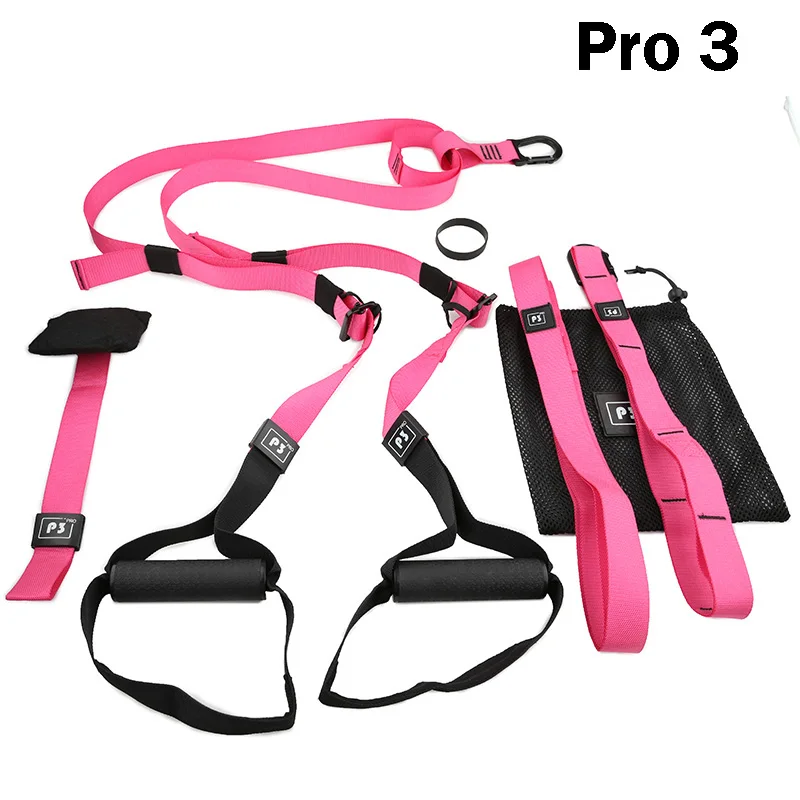 Pro 3 Pink Эспандеры для фитнеса, подвесной пояс для тренировок, гимнастики, тренировки, подвеска для упражнений, тянущиеся эластичные ремни - Цвет: Pro 3 Pink